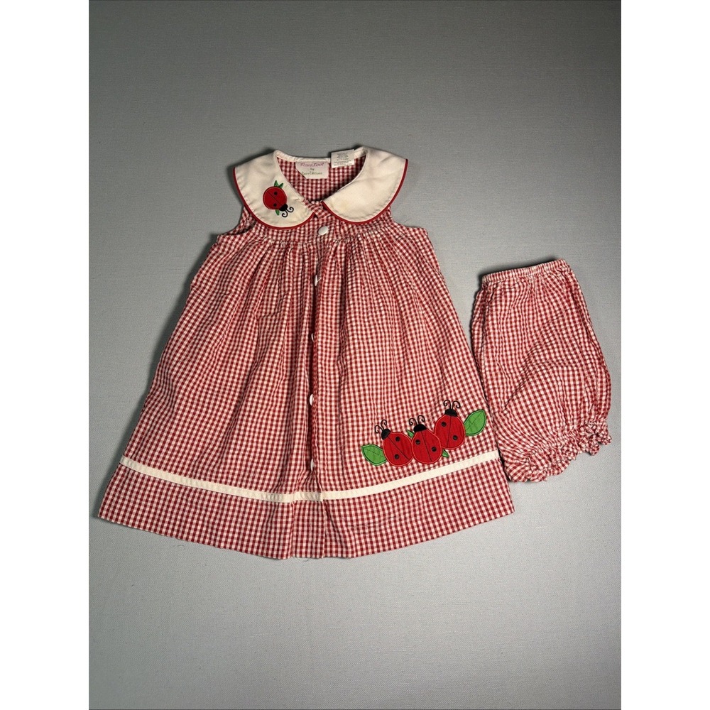 Vintage Y2K Ladybug Seersucker Dress Size 4t Rare Too By Rare Editions